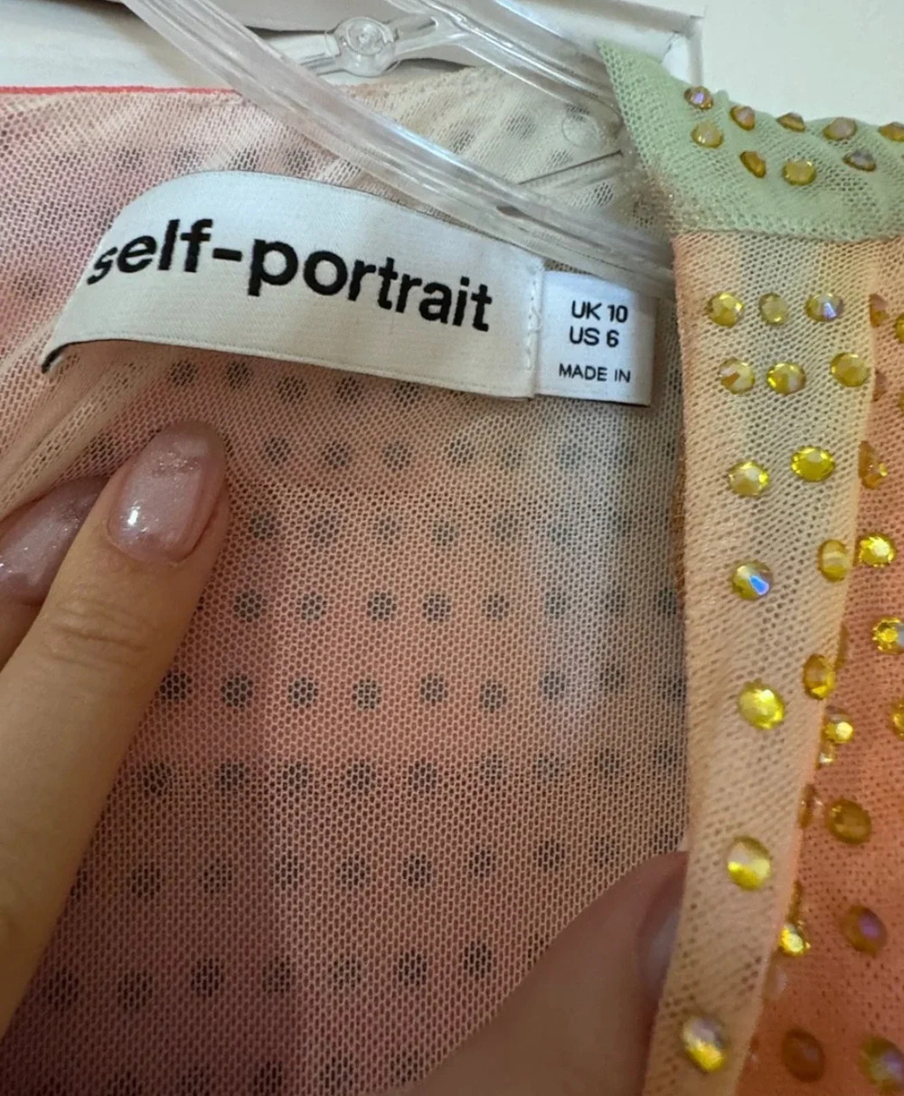 Self-Portrait Mesh Rhinestone Midi Dress - Picture 4 of 6